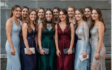 Absolventinnen in Abendgarderobe